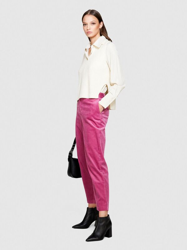 %100 Koton Jogger Kadife Pantolon Kadın Pembe T-Shirt - 323A453ULF03Z