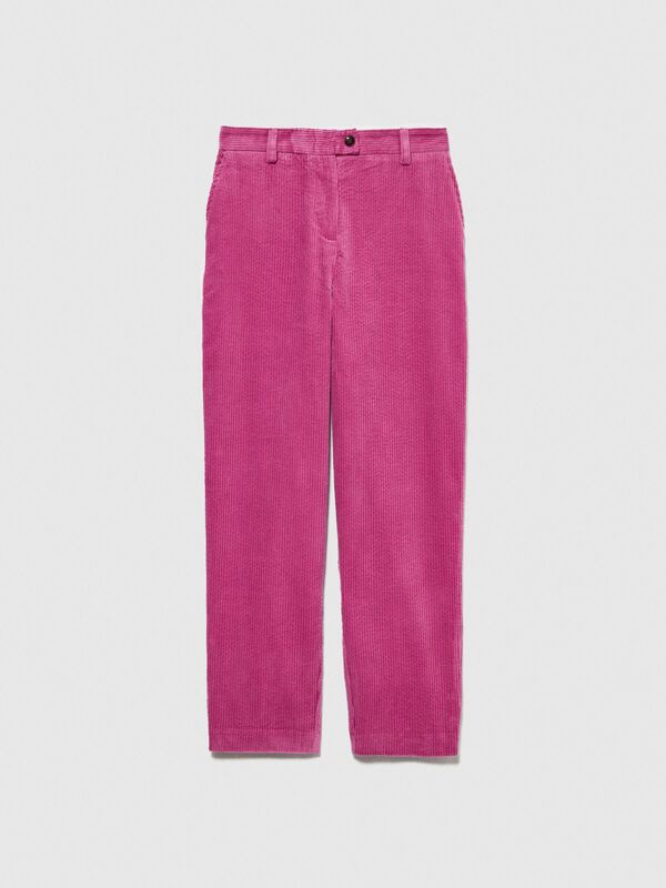 %100 Koton Jogger Kadife Pantolon Kadın Şeker Pembesi Pantolon - 323A453ULF03Z