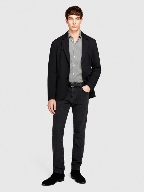 %100 Koton Kare Baskılı Poplin Gömlek Erkek Beyaz Gömlek - 323A5PFRSQ02D