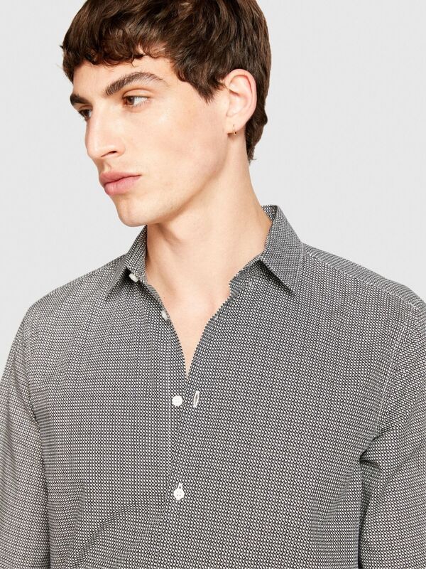 %100 Koton Kare Baskılı Poplin Gömlek Erkek Beyaz Gömlek - 323A5PFRSQ02D