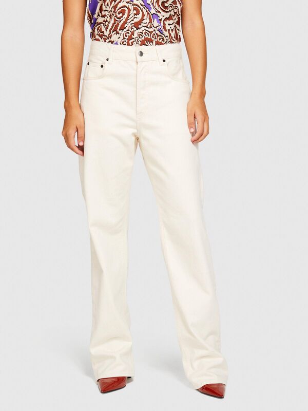 %100 Koton London Boyfriend Fit Denim Pantolon Kadın Beyaz T-Shirt - 323A4OH2LE02G