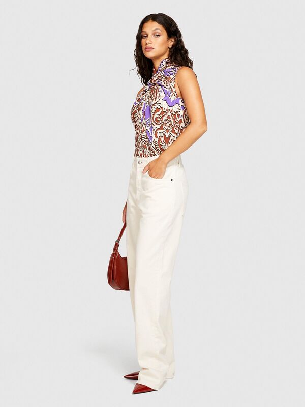 %100 Koton London Boyfriend Fit Denim Pantolon Kadın Beyaz T-Shirt - 323A4OH2LE02G