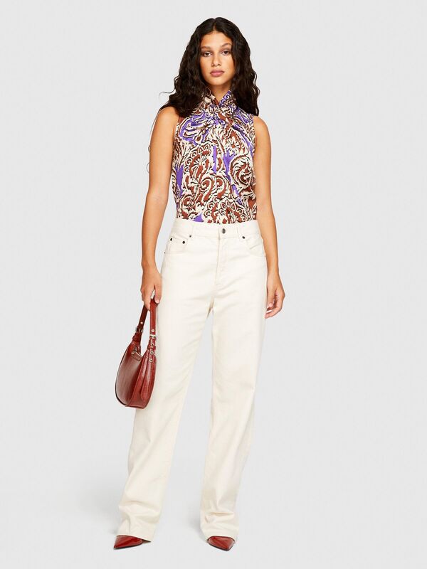 %100 Koton London Boyfriend Fit Denim Pantolon Kadın Beyaz T-Shirt - 323A4OH2LE02G