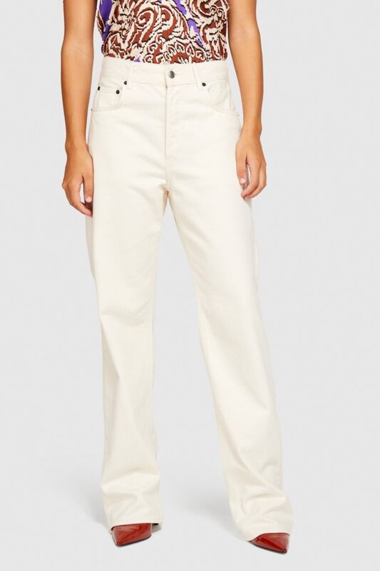 %100 Koton London Boyfriend Fit Denim Pantolon Kadın Beyaz T-Shirt - 323A4OH2LE02G