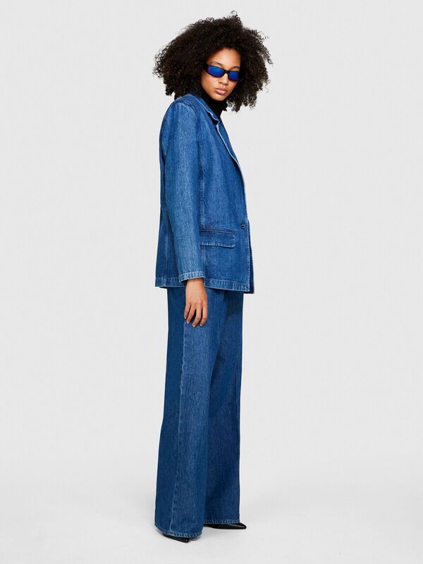 %100 Koton Maskülen Kesim Denim Ceket Kadın Renkli Mont - 323A2V8JLW01F