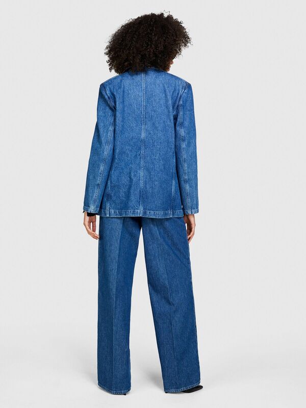 %100 Koton Maskülen Kesim Denim Ceket Kadın Renkli Mont - 323A2V8JLW01F