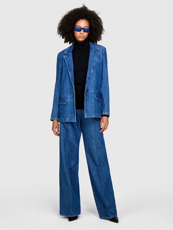 Sisley - %100 Koton Maskülen Kesim Denim Ceket Kadın Renkli Mont - 323A2V8JLW01F