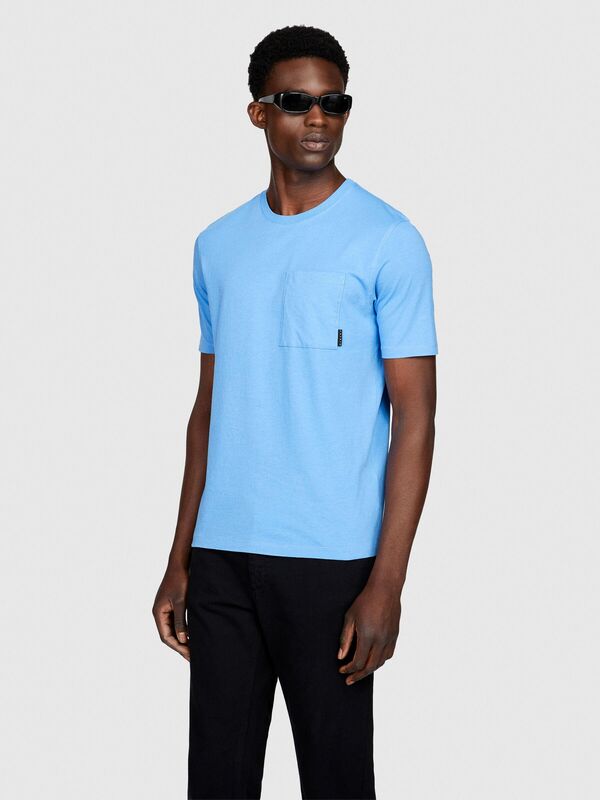 %100 Koton Regular Fit Cepli T-Shirt Erkek Mavi T-Shirt - 323A3096S1033