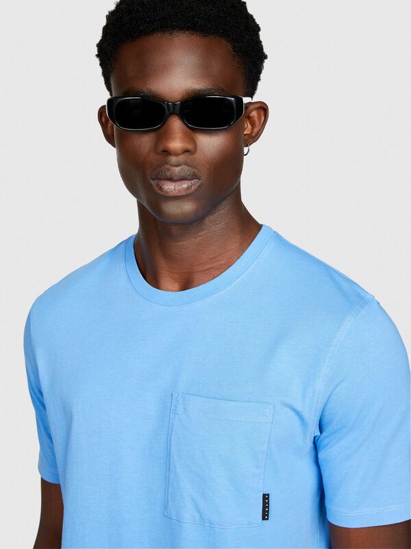 %100 Koton Regular Fit Cepli T-Shirt Erkek Mavi T-Shirt - 323A3096S1033