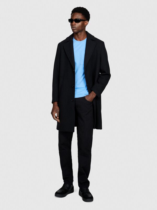 %100 Koton Regular Fit Cepli T-Shirt Erkek Mavi T-Shirt - 323A3096S1033