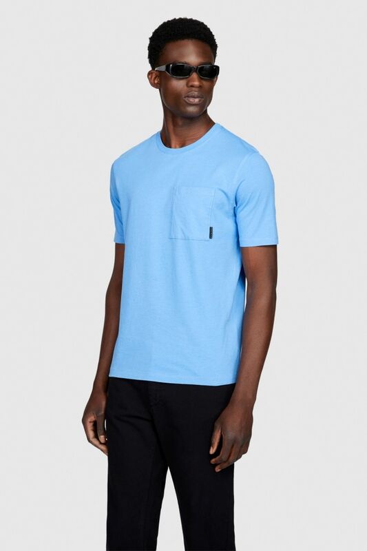 %100 Koton Regular Fit Cepli T-Shirt Erkek Mavi T-Shirt - 323A3096S1033