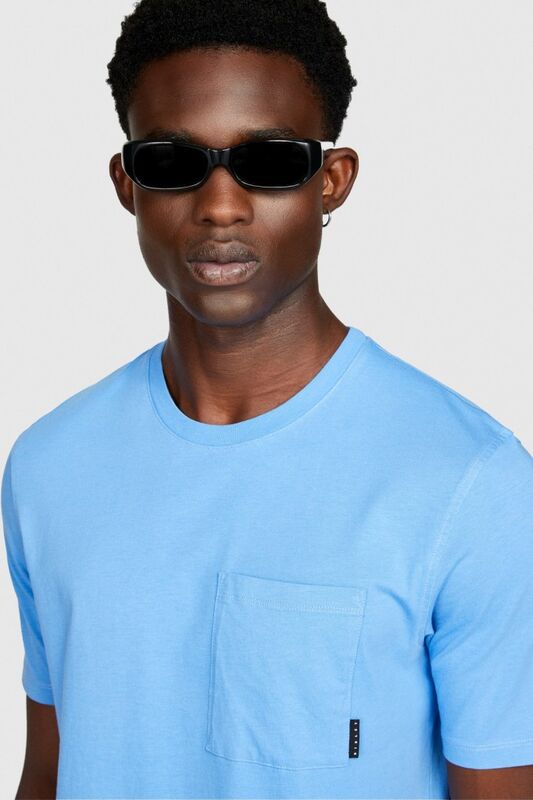 %100 Koton Regular Fit Cepli T-Shirt Erkek Mavi T-Shirt - 323A3096S1033