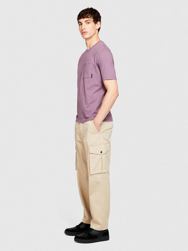 %100 Koton Regular Fit Cepli T-Shirt Erkek Mor T-Shirt - 323A3096S1033