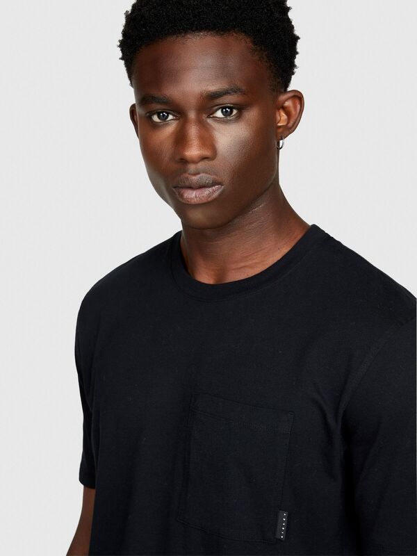 Sisley - %100 Koton Regular Fit Cepli T-Shirt Erkek Siyah T-Shirt - 323A3096S1033