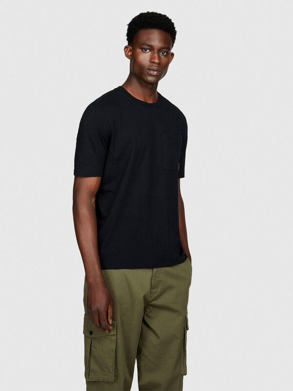 %100 Koton Regular Fit Cepli T-Shirt Erkek Siyah T-Shirt - 323A3096S1033