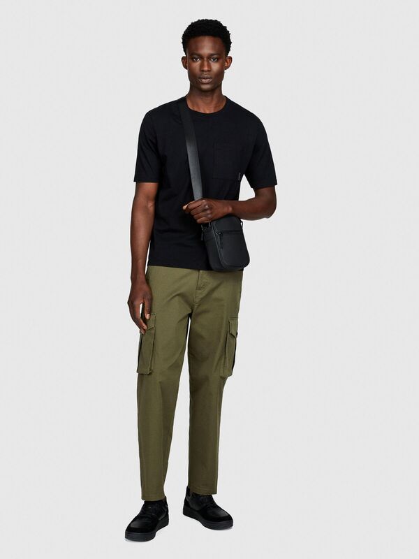 %100 Koton Regular Fit Cepli T-Shirt Erkek Siyah T-Shirt - 323A3096S1033