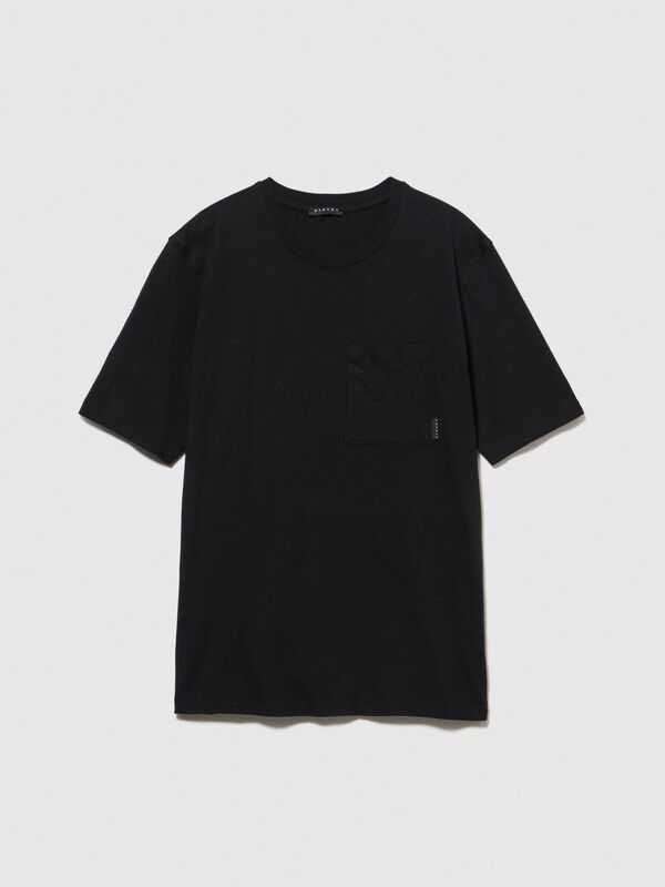 %100 Koton Regular Fit Cepli T-Shirt Erkek Siyah T-Shirt - 323A3096S1033