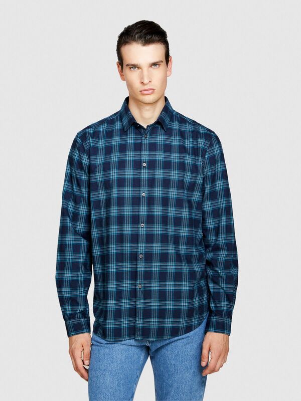 %100 Koton Regular Fit Ekoseli Gömlek Erkek Beyaz Gömlek - 323A5MYZSQ02Q