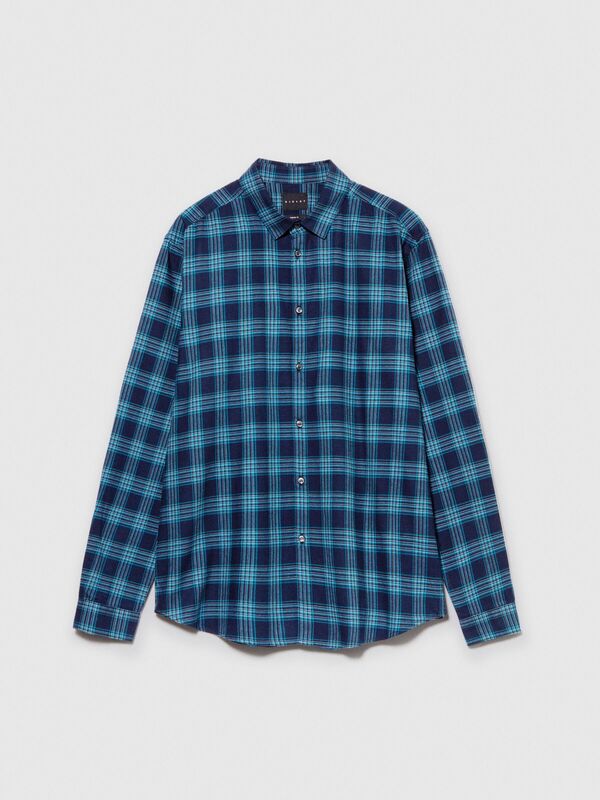 %100 Koton Regular Fit Ekoseli Gömlek Erkek Beyaz Gömlek - 323A5MYZSQ02Q