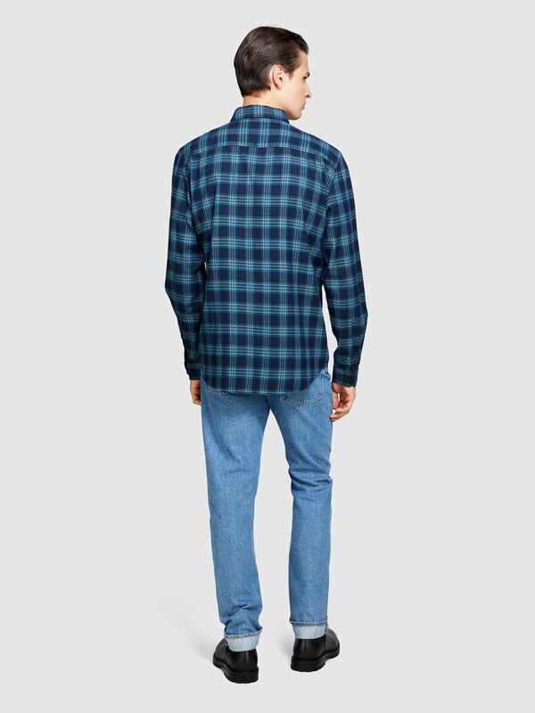 %100 Koton Regular Fit Ekoseli Gömlek Erkek Beyaz Gömlek - 323A5MYZSQ02Q