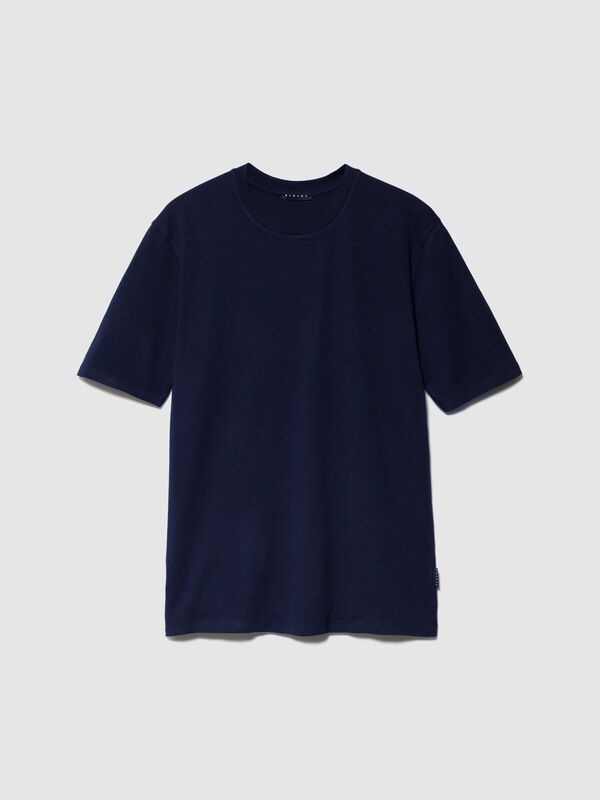 Sisley - %100 Koton Regular Fit T-Shirt Erkek Lacivert T-Shirt - 323A3096S101J