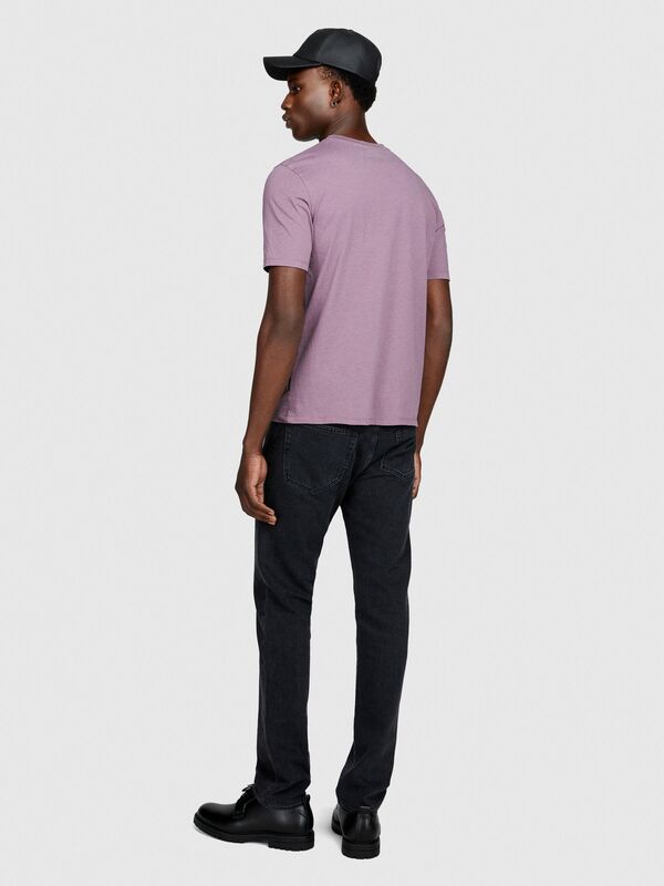 Sisley - %100 Koton Regular Fit T-Shirt Erkek Mor T-Shirt - 323A3096S101J