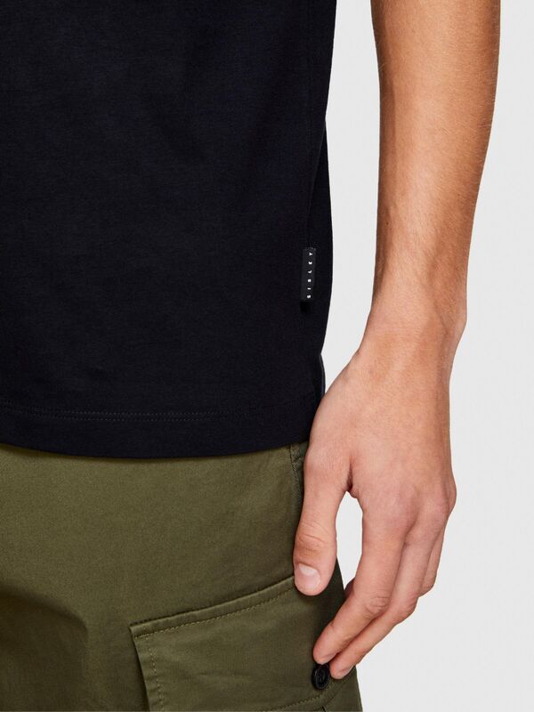 Sisley - %100 Koton Regular Fit T-Shirt Erkek Siyah T-Shirt - 323A3096S101J