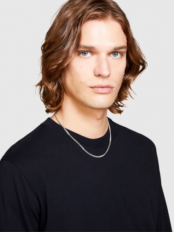 %100 Koton Regular Fit Uzun Kollu T-Shirt Erkek Siyah T-Shirt - 323A37E3S102Z