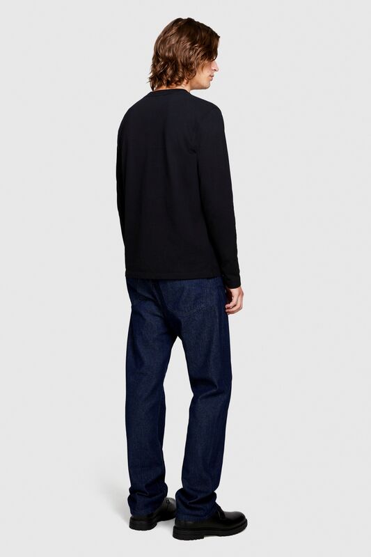 %100 Koton Regular Fit Uzun Kollu T-Shirt Erkek Siyah T-Shirt - 323A37E3S102Z