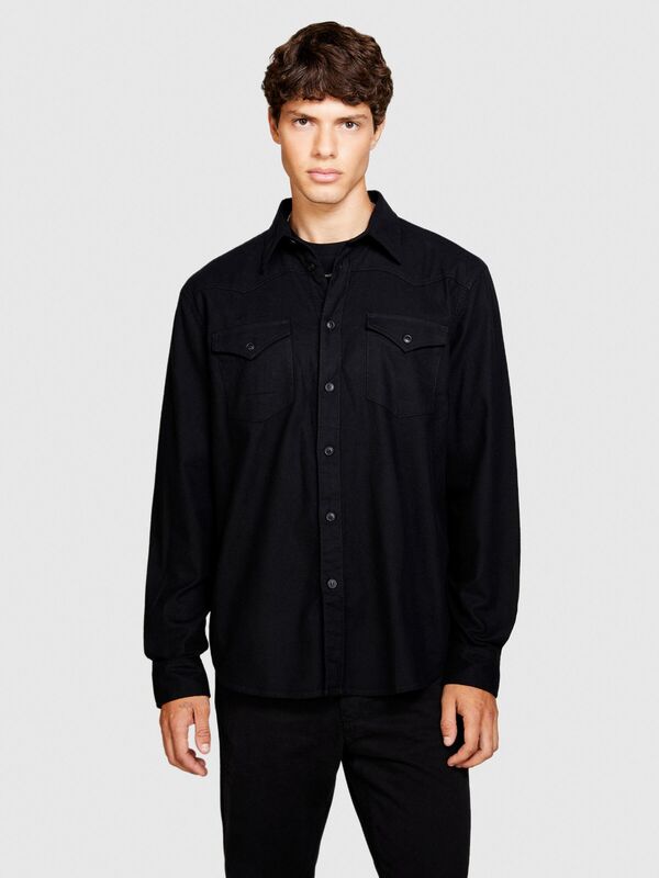 %100 Koton Regular Fit Western Gömlek Erkek Siyah Gömlek - 323A51ZZSQ02U
