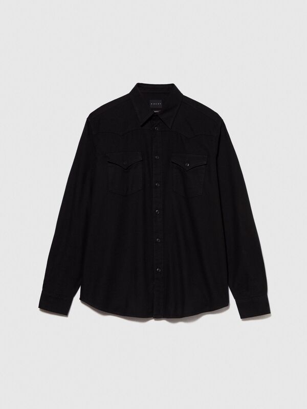 %100 Koton Regular Fit Western Gömlek Erkek Siyah Gömlek - 323A51ZZSQ02U