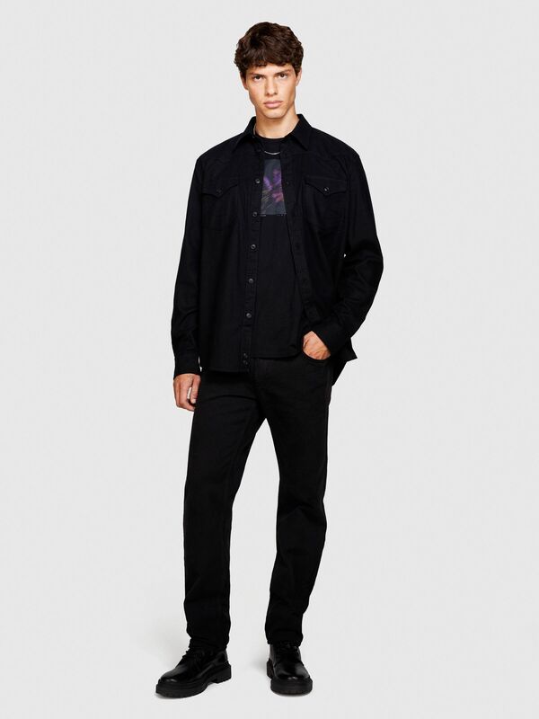 %100 Koton Regular Fit Western Gömlek Erkek Siyah Gömlek - 323A51ZZSQ02U