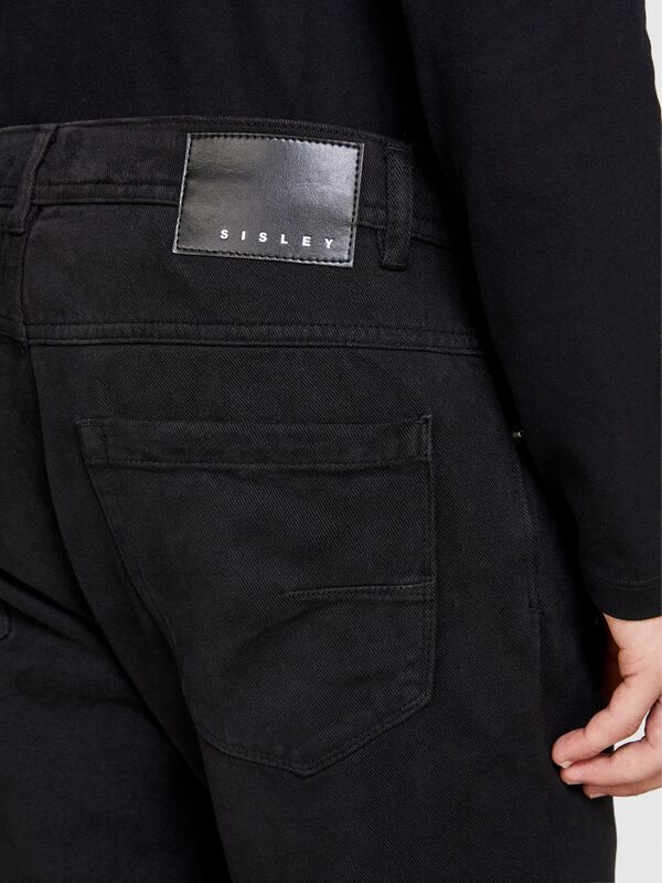 %100 Koton Slim Fit Desenli Kanvas Pantolon Erkek Siyah T-Shirt - 323A4TFHSE01T