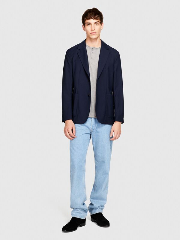 %100 Koton Slim Fit Düğme Detayli Slub T-Shirt Erkek Siyah T-Shirt - 323A3YR7S1009