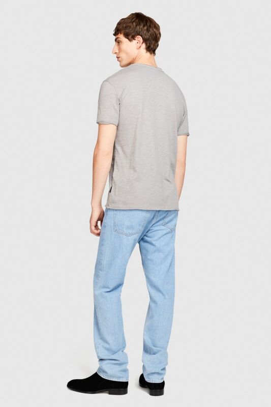 %100 Koton Slim Fit Düğme Detayli Slub T-Shirt Erkek Siyah T-Shirt - 323A3YR7S1009