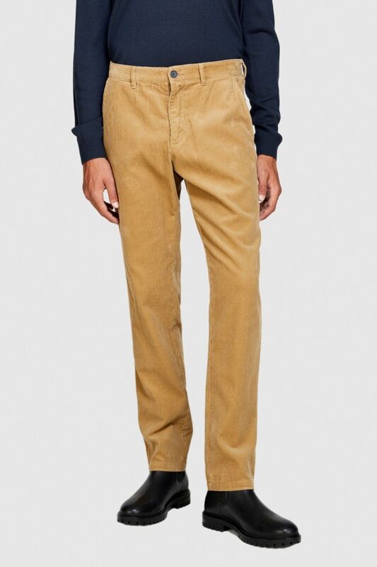 %100 Koton Slim Fit Fitilli Kadife Pantolon Erkek Bej T-Shirt - 323A4SFRSF03D