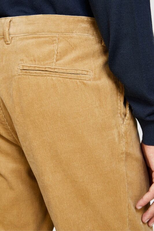 %100 Koton Slim Fit Fitilli Kadife Pantolon Erkek Bej T-Shirt - 323A4SFRSF03D