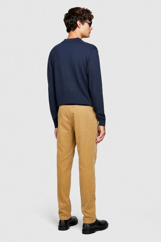 %100 Koton Slim Fit Fitilli Kadife Pantolon Erkek Bej T-Shirt - 323A4SFRSF03D