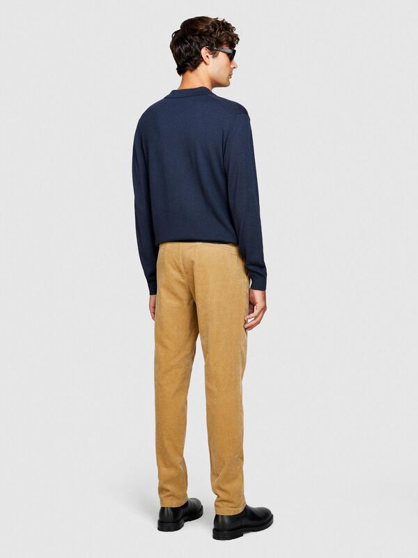 %100 Koton Slim Fit Fitilli Kadife Pantolon Erkek Koyu Bej Pantolon - 323A4SFRSF03D