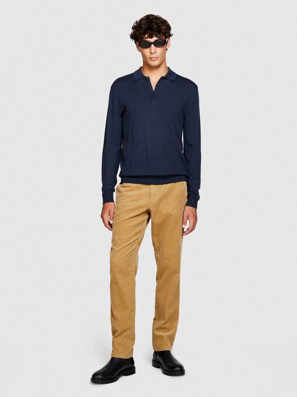 %100 Koton Slim Fit Fitilli Kadife Pantolon Erkek Koyu Bej Pantolon - 323A4SFRSF03D