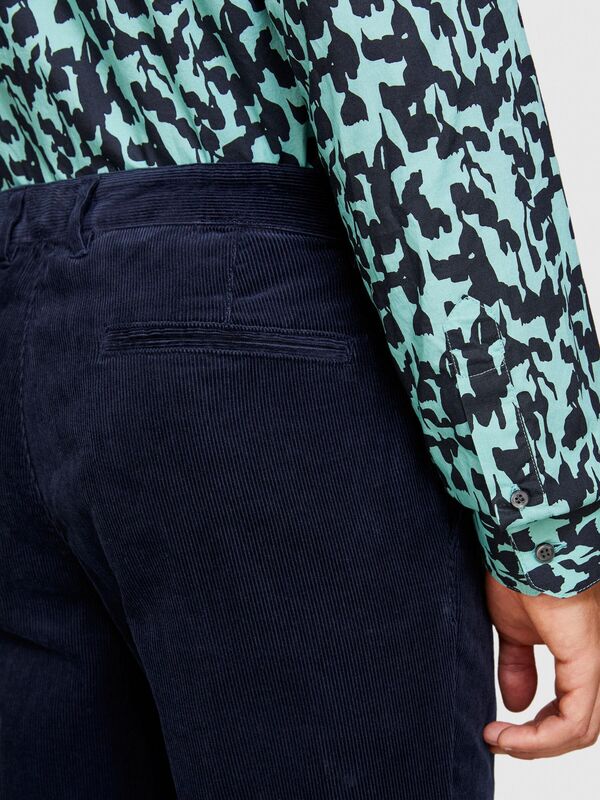 %100 Koton Slim Fit Fitilli Kadife Pantolon Erkek Renkli T-Shirt - 323A4SFRSF03D