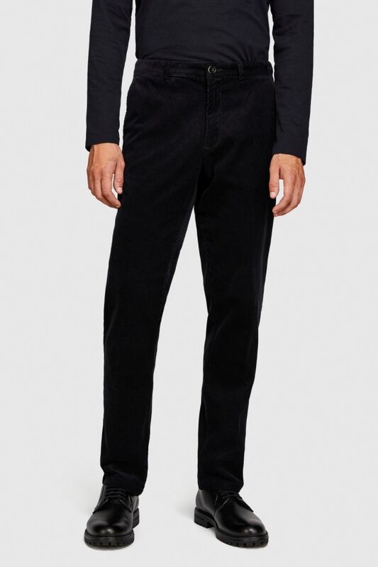 %100 Koton Slim Fit Fitilli Kadife Pantolon Erkek Siyah T-Shirt - 323A4SFRSF03D