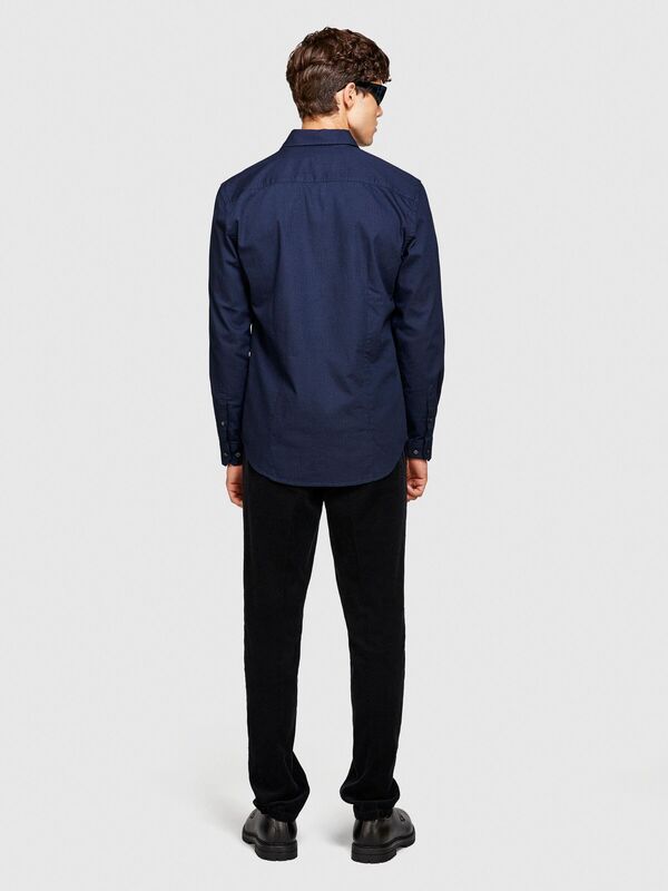 %100 Koton Slim Fit Fitilli Kadife Pantolon Erkek Siyah T-Shirt - 323A4SFRSF03D