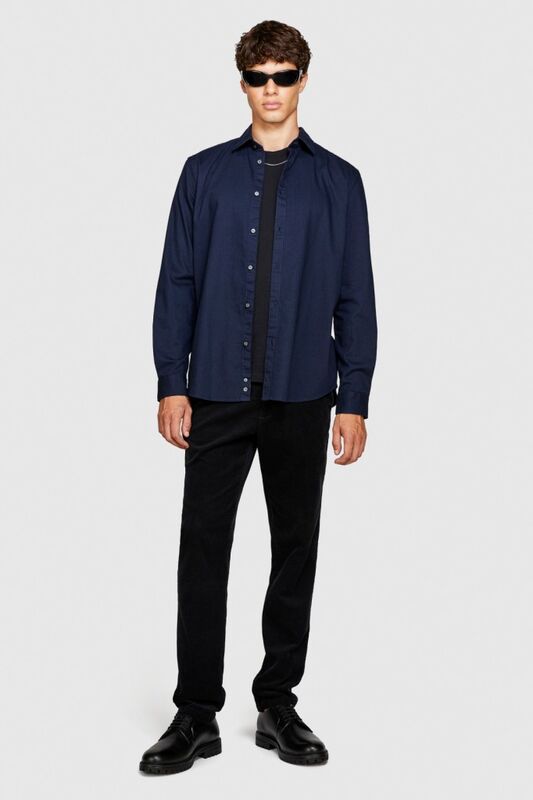 %100 Koton Slim Fit Fitilli Kadife Pantolon Erkek Siyah T-Shirt - 323A4SFRSF03D