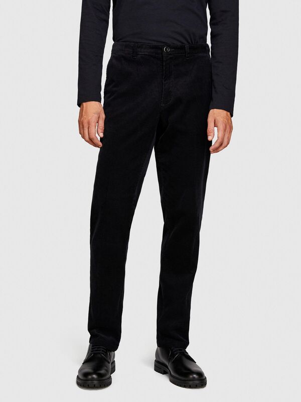 %100 Koton Slim Fit Fitilli Kadife Pantolon Erkek Siyah Pantolon - 323A4SFRSF03D