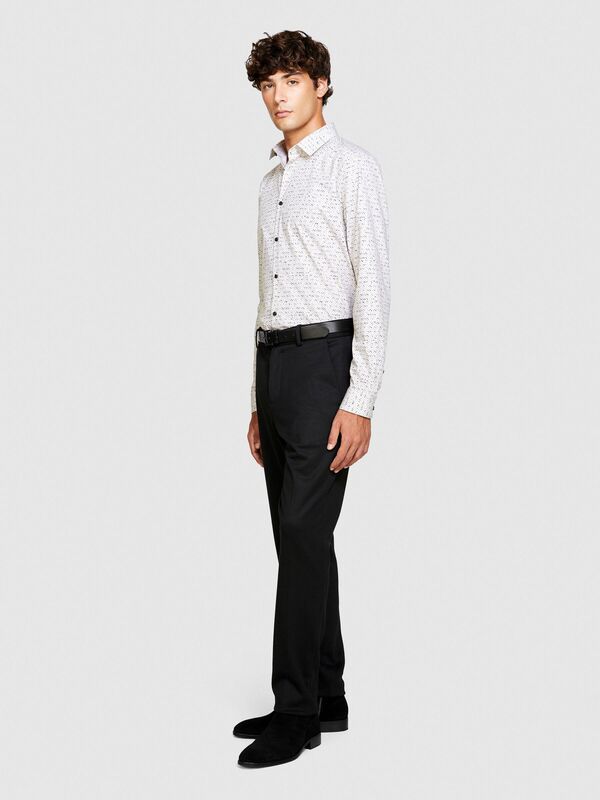 %100 Koton Slim Fit Geometrik Desenli Poplin Gömlek Erkek Renkli Gömlek - 323A58J2SQ033