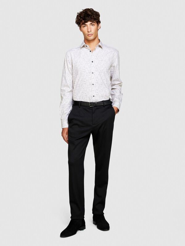 %100 Koton Slim Fit Geometrik Desenli Poplin Gömlek Erkek Renkli Gömlek - 323A58J2SQ033