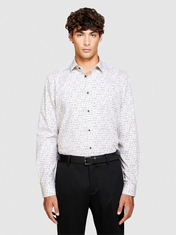 %100 Koton Slim Fit Geometrik Desenli Poplin Gömlek Erkek Renkli Gömlek - 323A58J2SQ033