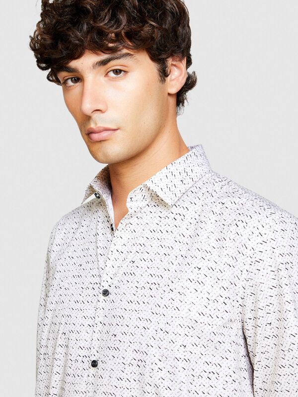 %100 Koton Slim Fit Geometrik Desenli Poplin Gömlek Erkek Renkli Gömlek - 323A58J2SQ033