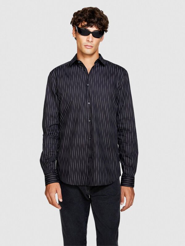 %100 Koton Slim Fit Geometrik Desenli Poplin Gömlek Erkek Renkli Gömlek - 323A58J2SQ033